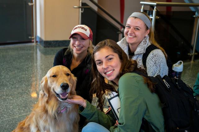 students with dog